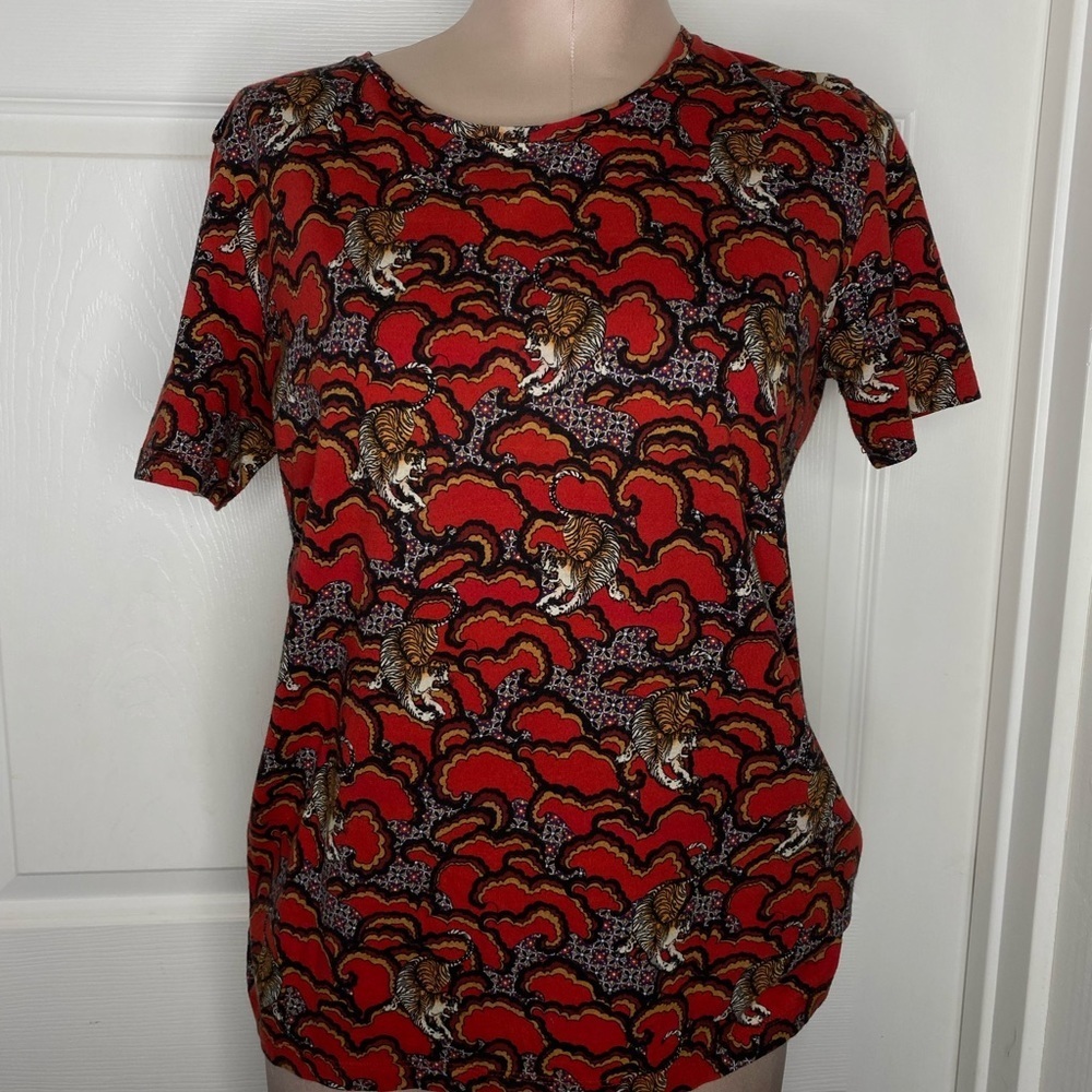 Sandro Paris Tiger Print Graphic Top Sz XS - Picture 6 of 11